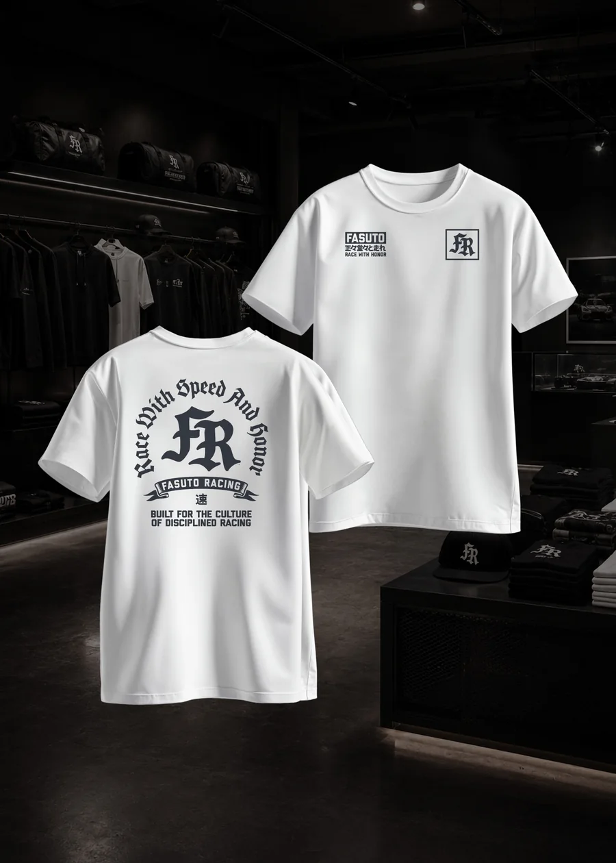 Race With Speed and Honor Tee, front and back