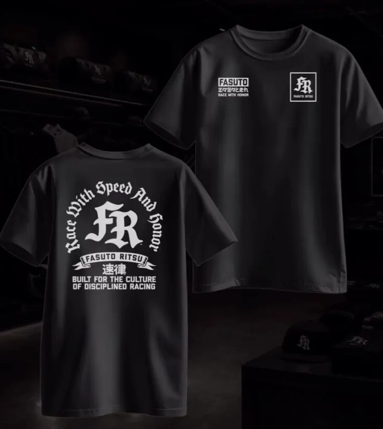 Race With Speed and Honor Tee, front and back